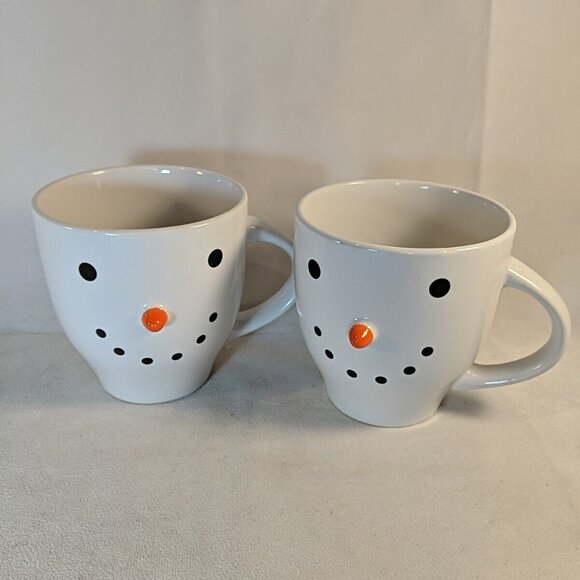 Royal Norfolk 2 Set Snowman Mugs 3D White Large 245465 Tea Coffee Winter Snow - Picture 1 of 8